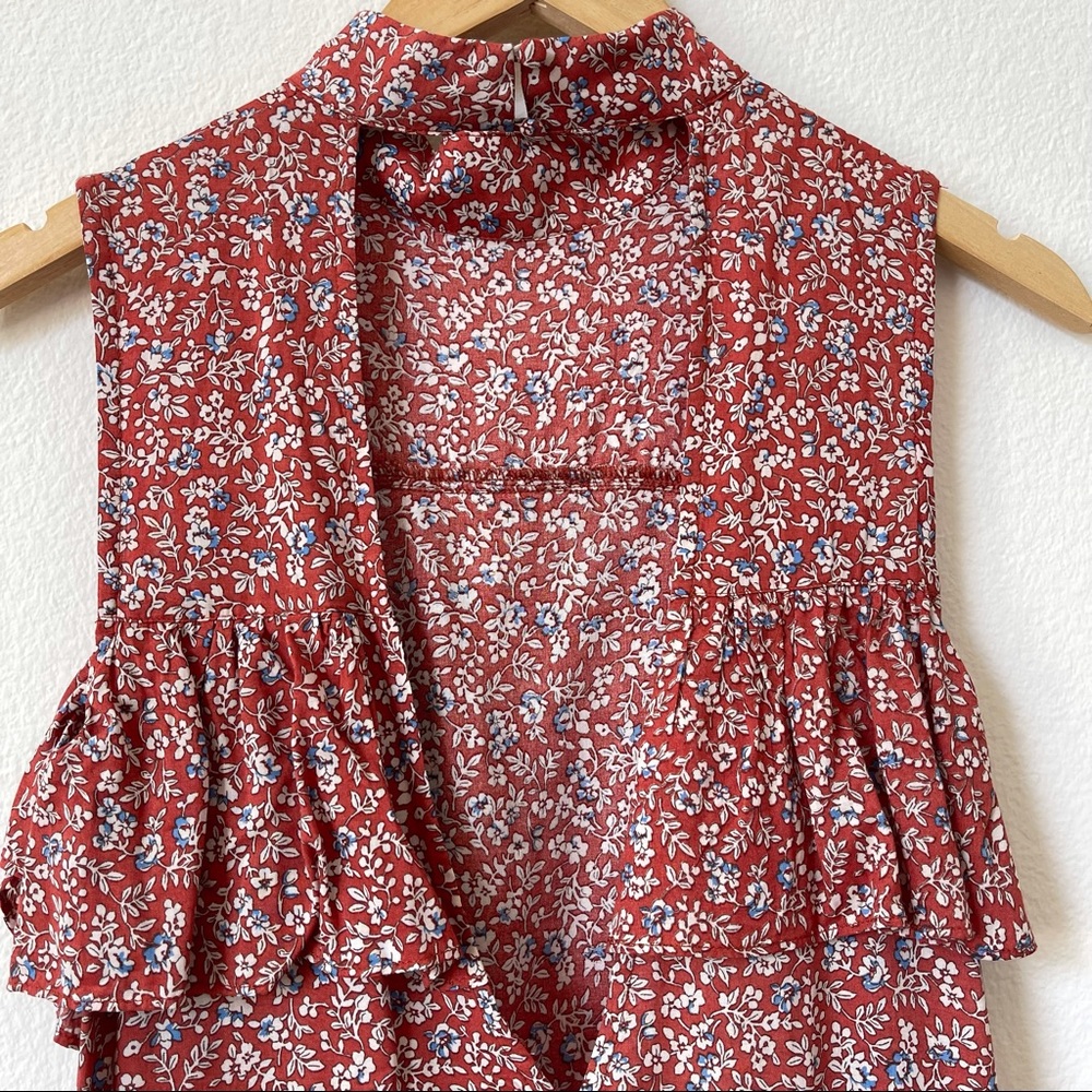 Cotton Candy LA Ruffle Floral Rust Mini Dress S - Picture 6 of 9